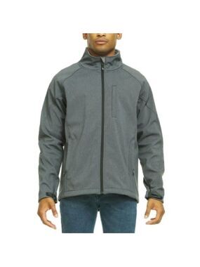 Swiss Tech Textured Soft Shell Water Resistant Fleece Lined Jacket in Grey